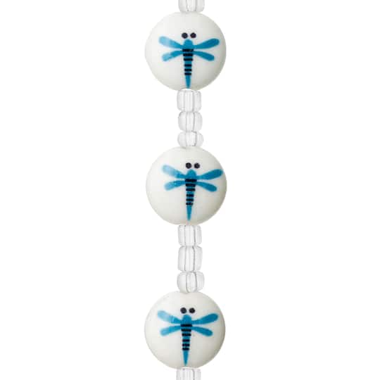 Small Dragonfly Lentil Glass Beads, 12mm by Bead Landing™